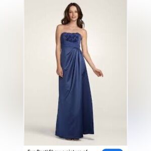 David's Bridal Strapless Navy Dress